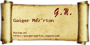 Gaiger Márton névjegykártya