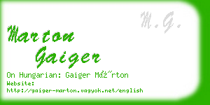 marton gaiger business card